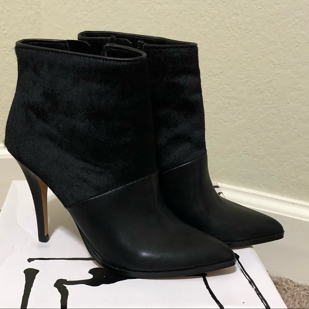 Dolce Vita black leather and calf hair booties